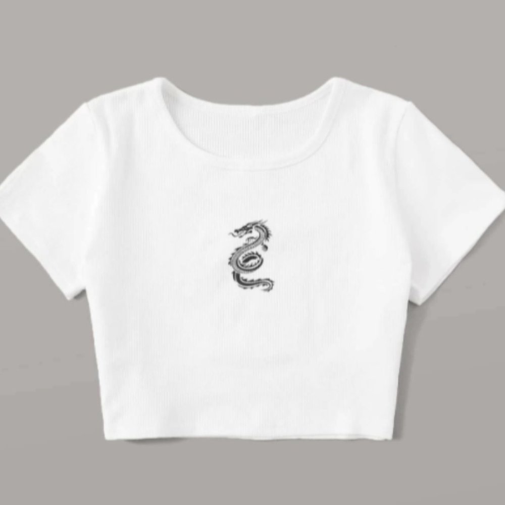 Dragon graphic crop tee